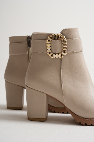 Silver Lady Women's Short Boots with Zipper and Luxury Buckle Accessories