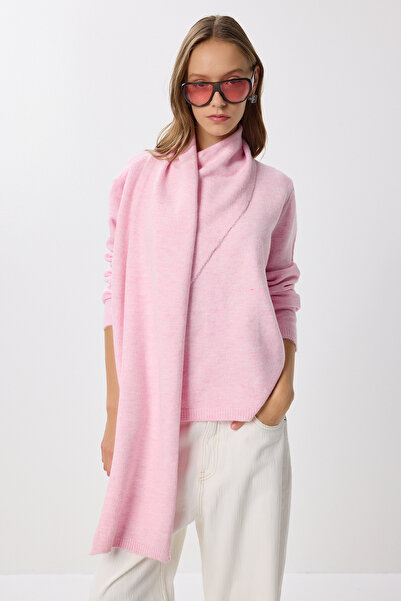 Lovelyİstanbul Scarf Asymmetric Knitwear Sweater Lmw0025 Pink