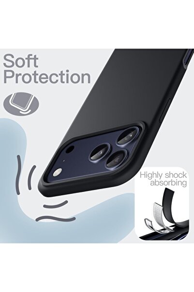 CaseHub Apple iPhone 17 Pro Max Kılıf İçi Kadife Kamera ve Ekran Yükseltili Lansman Silikon Kapak Siyah