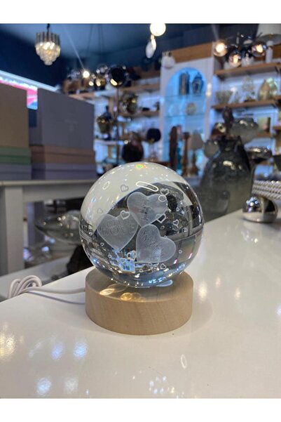 ÇIRPAN EV KALPLİ CAM IŞIKLI DEKORATİF KÜRE 8CM