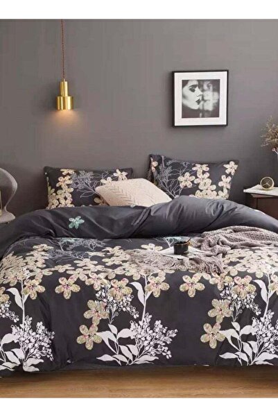 LUNA HOME Queen Size 6 pieces, Lovely Flower design Iron Color, bedding set