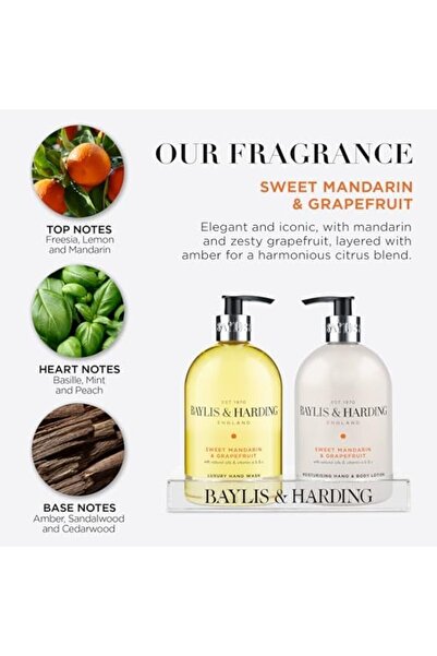 Baylis & Harding مجموعة غسول اليدين ولوشن الجسم برائحة اليوسفي الحلو والجريب فروت، 2 × 500 مل