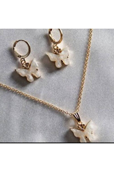 Shiklik Gold Color Chain Butterfly Model Women's Jewelry Set Earrings Necklace