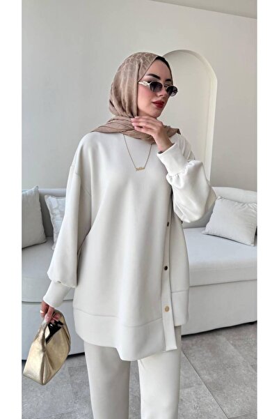 Molly Nelly Γυναικείο Σετ Παντελόνι Σκουμπά με Πλαϊνά Κουμπώματα Τσόκερ