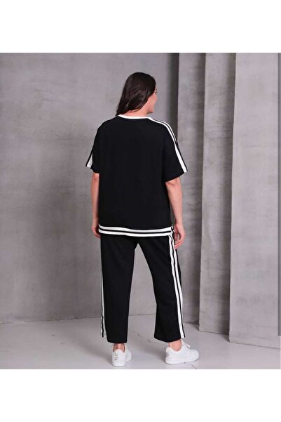 CAFCAF Plus Size Tracksuit with Striped Edges