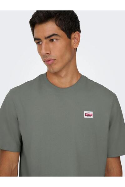 Only & Sons Чоловіча футболка з круглим вирізом Regular Fit сірого кольору - 22033190