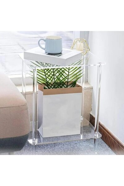 Slasa Acrylic Nesting Coffee and Side Tables Set – Transparent Modern Design – 40 × 40 × 30 cm