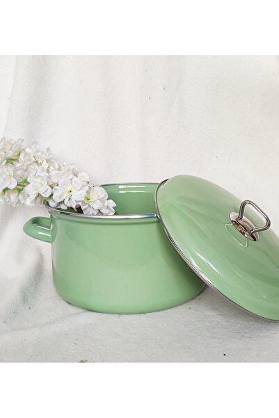 EBRULİEMAYE Mint Green Enamel Deep Pot 4.5 Liters 24cm Diameter Milk Yogurt Sauce Canned Jam Pot