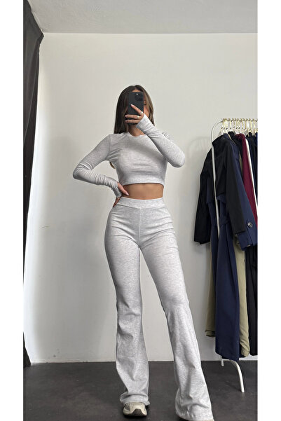 nona butik طقم فاين بيسيك كروب - رمادي