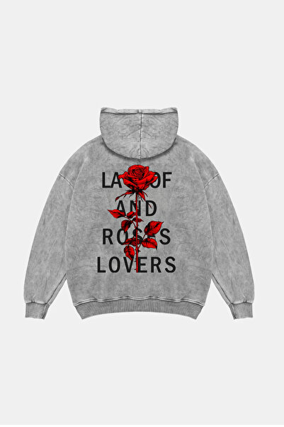 Sekizbiraltı Λευκό φούτερ με κουκούλα με στάμπα Roses Lovers, Unisex, που πλέ...