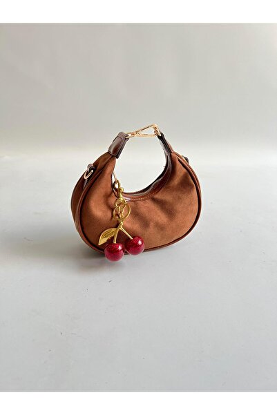 Mia Collection Süet Baby Model El Ve Kadın Omuz Çantası Taba ( Kiraz Charm Da...