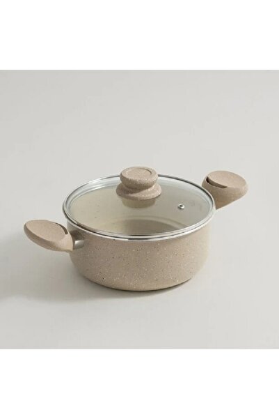 Alberto Aluminum cooking pot with glass lid 5.0L, cream