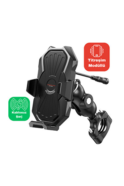 Knmaster TT-880 WU Kablosuz Şarjlı Titreşim Önleyicili Motosiklet Telefon Tutucu