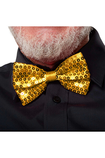 Twin Store Night Sparkle Gold Sequined Sequin Bow Tie 7X2 cm