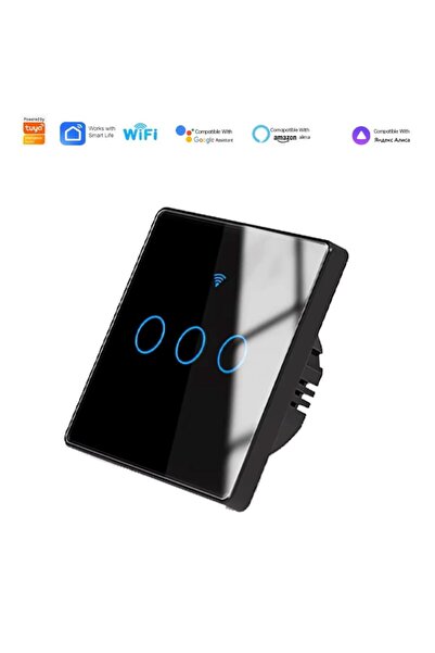 OEM Intelligent Switch, Wi-Fi, 10A, 3 Channels, Tempered Glass, Tuya, Smart Life, Compatible with Amazon