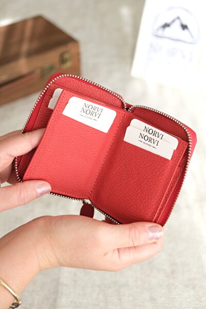 Norvi Leather Zippered Unisex Card Holder Wallet