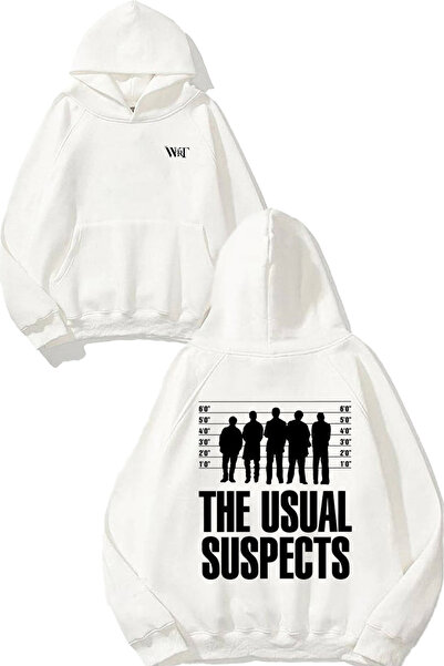 THEWERT Λευκό φούτερ με κουκούλα με στάμπα στο πίσω μέρος The Usual Suspects 3