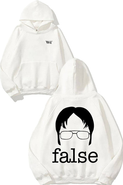 THEWERT Hanorac alb cu glugă cu imprimeu pe spate The Office False Design