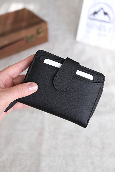 Norvi Leather محفظة نسائية أنيقة من الجلد الطبيعي مع حجرة للعملات المعدنية وإغلاق سريع