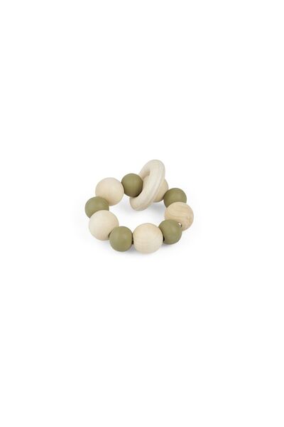 Gruenspecht Wooden Ring Teether with Rubber Beads, 694-V1