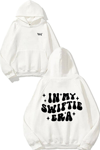 THEWERT سويت شيرت أبيض بقلنسوة مطبوع عليه تصميم تايلور سويفت 5