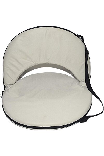 alnawadervillage كرسي تخييم بيضاوي مخملي قابل للطي مع حامل حزام ثلاثي المستويات - موديل Al1409، بيج