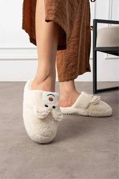 Behtah Kundura Embroidered Winter Unisex House Slippers with Cute Panda Figure, Non-Slip Sole