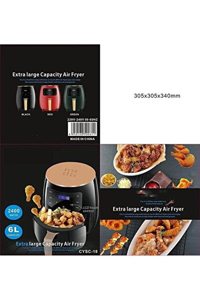 Primo Plus Healthy Air Fryer, 6L, 2400W, Oil-Free, Black