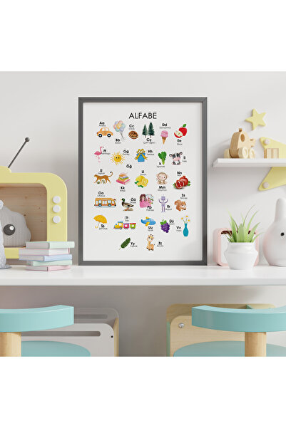 Educational Tables - Alphabet - Natural Wooden Framed, Baby and Kids Room Table