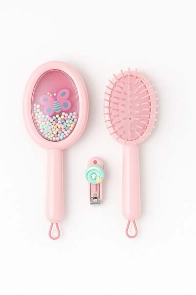 Lexi Bella 1 τεμάχιο παιδική βούρτσα χτένας μαλλιών με πολύχρωμες χάντρες με φιγούρα μονόκερου και 1 τεμάχιο σετ νυχοκόπτη πρακτικό