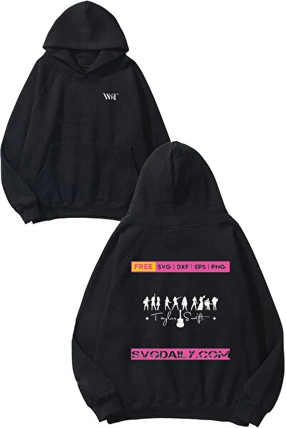 THEWERT Taylor Swift 4 Design Back Printed Black Hooded Sweatshirt