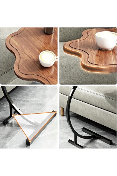 Crestj C-Shaped Side Table by An Zone, Wooden Side Table for Sofa and Bedside, Black
