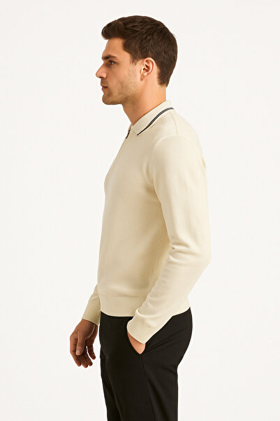 ModaPlaza Ανδρικό πουλόβερ με φερμουάρ με λαιμόκοψη 1036