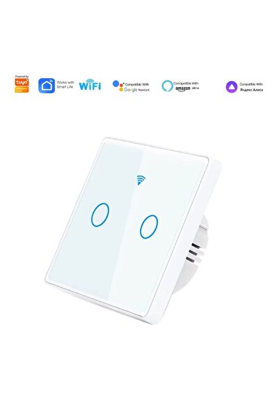 OEM Intelli-43 Smart Switch, Wi-Fi, 10A, 2 Channels, Glass, Tuya, Alexa/Google Assistant Compatible, Whi