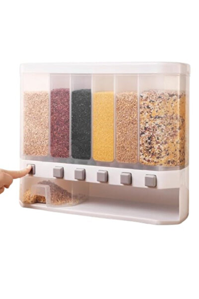 Kitchenstar موزع طعام جاف من سوارا هوم، مثبت على الحائط، 6 شبكات، لتخزين الحبوب في المطبخ