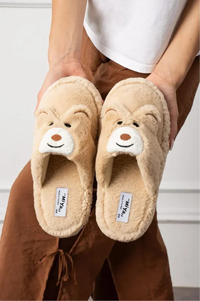 Behtah Kundura Embroidered Winter Unisex House Slippers with Cute Panda Figure, Non-Slip Sole