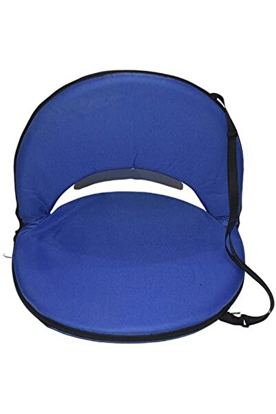 alnawadervillage Camping Chair Velvet Round Foldable with Strap Holder, 3 Levels - Blue