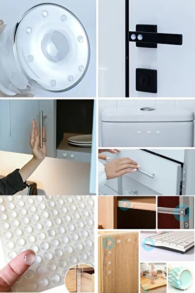 Mobilyap 50 Adet 10 Mm Şeffaf Silikon Bazlı Ses Stoperi Duvar Yüzeyi Dolap Kapı Tampon Koruyucu