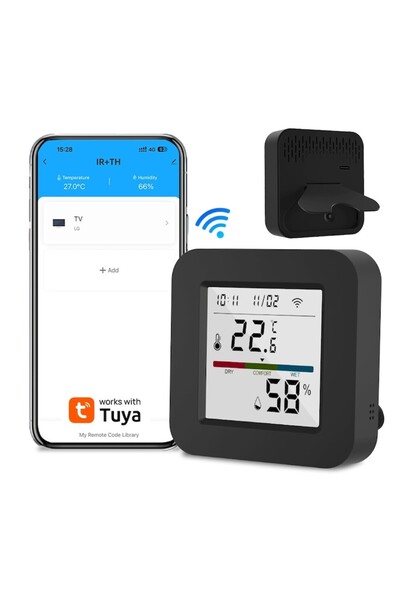 OEM Intelligent Temperature and Humidity Sensor with IR Remote Control, Wi-Fi, Tuya/Smart Life App, Alex