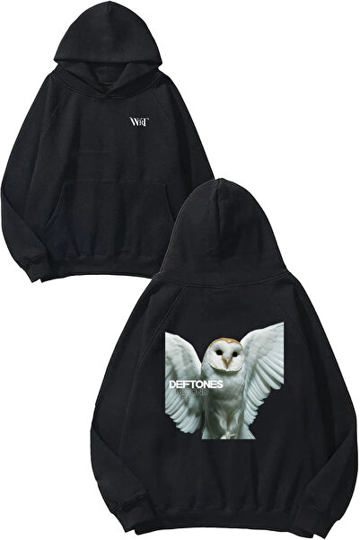 THEWERT Hanorac negru cu glugă cu imprimeu pe spate Deftones 13 Design