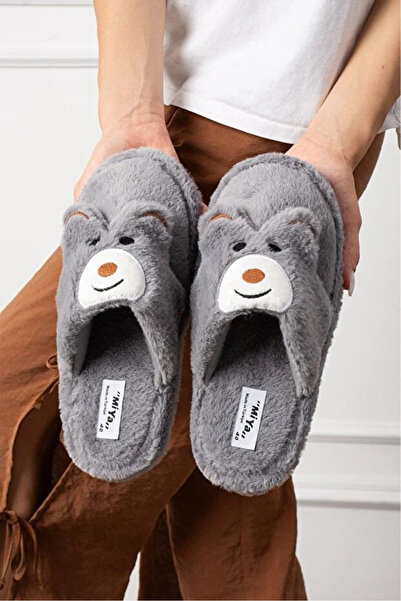 Behtah Kundura Embroidered Winter Unisex House Slippers with Cute Panda Figure, Non-Slip Sole