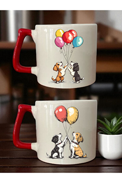 lili hediyelik كوبان مطبوعان بتصميم كلب مع بالون - هدية للرجال ليوم المعلم، ه...