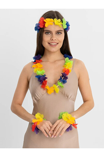 magicool Colorful Hawaiian Necklace Crown Bracelet Set 4 Pieces