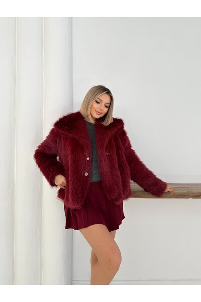 cottonage Palton de pluș de blană premium supradimensionat la atingere moale