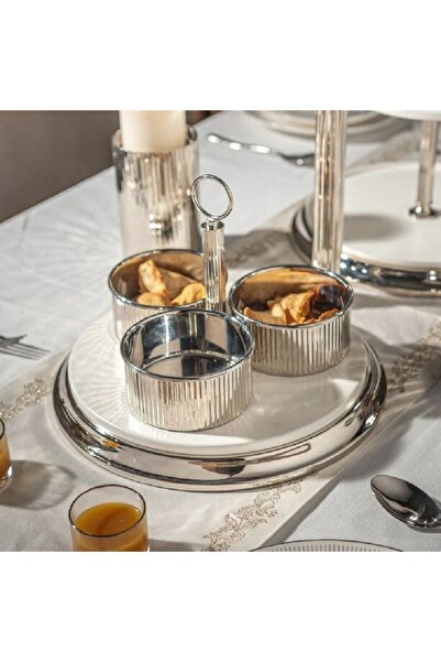 Dallaty وعاء جوز مودة من الفولاذ الفضي والأبيض