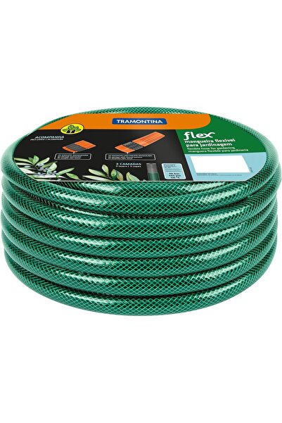TRAMONTINA Flex 6m Green Garden Hose with Thread Connectors and Sprayer