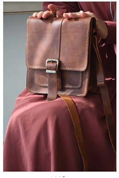 zarif atölye Original Handmade Leather Bag Unisex Postman Model