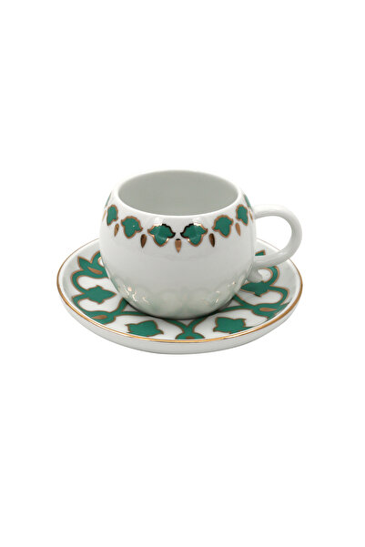Dania Luxury Turkish Coffee Cup Set - 12 Pieces (6 Cups + 6 Saucers) Oriental taste, elegant presence.