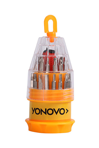 YONOVO طقم مفكات براغي دقيقة، 34 قطعة - رؤوس سداسية مسطحة من فيليبس، بمقبض مطاطي