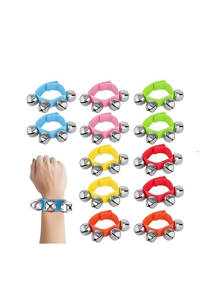 MegArya Belle Vous Jingle Bell Wrist & Ankle Band Set in 6 Colours (12 Pack) Multicolour Musical Instrument